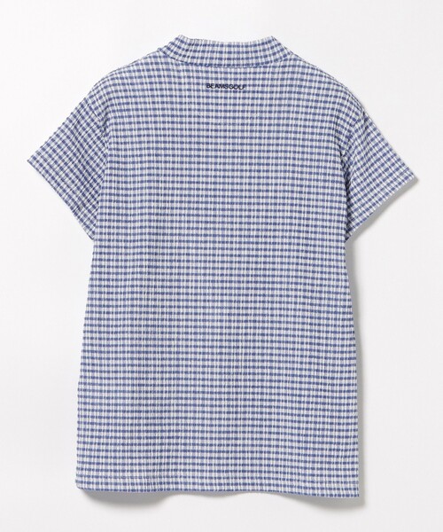 PURPLE LABEL / ギンガム フルーゼ 半袖 モックネック シャツ