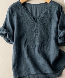 Vネック シシュウ シャツ
