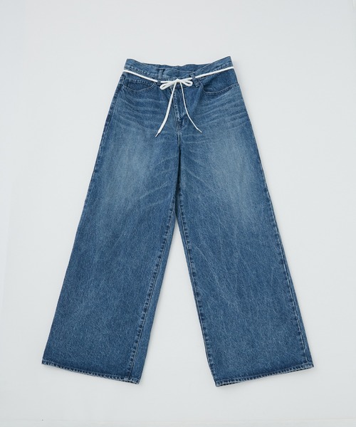 M TO R（ムウトアール）の「WRAP BAGGY DENIM（デニムパンツ・レディース・キナリ/ブルー・38/40/42）」の4枚目の写真