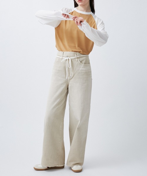 M TO R（ムウトアール）の「WRAP BAGGY DENIM（デニムパンツ・レディース・キナリ/ブルー・38/40/42）」の13枚目の写真