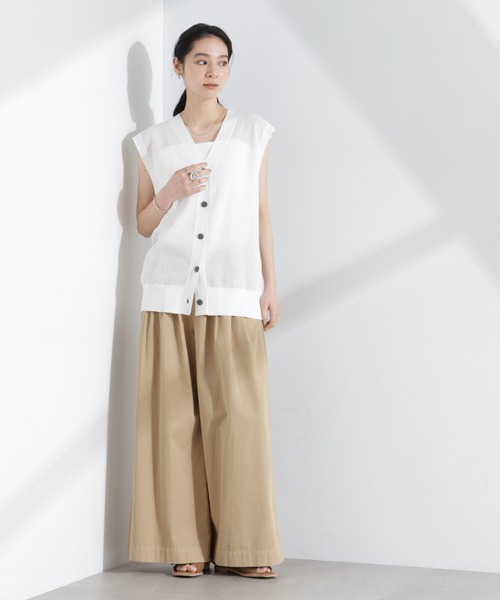 NANO universe（ナノユニバース）の「コットンタックワイドパンツ（その他パンツ・レディース・ピンク/ベージュ・S/M）」の3枚目の写真