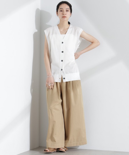 NANO universe（ナノユニバース）の「コットンタックワイドパンツ（その他パンツ・レディース・ピンク/ベージュ・S/M）」の4枚目の写真