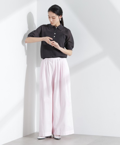 NANO universe（ナノユニバース）の「コットンタックワイドパンツ（その他パンツ・レディース・ピンク/ベージュ・S/M）」の13枚目の写真
