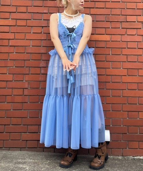 Candy Stripper（キャンディストリッパー）の「TULLE LINGERIE ドレス（ワンピース・レディース・ブラック/ブルー/グレー/アイボリー・FREE）」の4枚目の写真