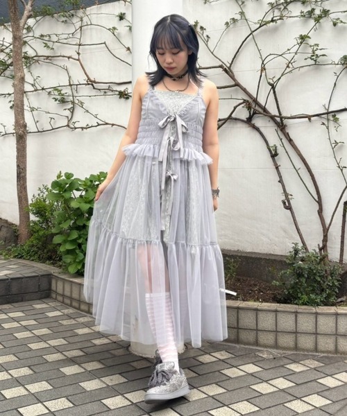 Candy Stripper（キャンディストリッパー）の「TULLE LINGERIE ドレス（ワンピース・レディース・ブラック/ブルー/グレー/アイボリー・FREE）」の7枚目の写真