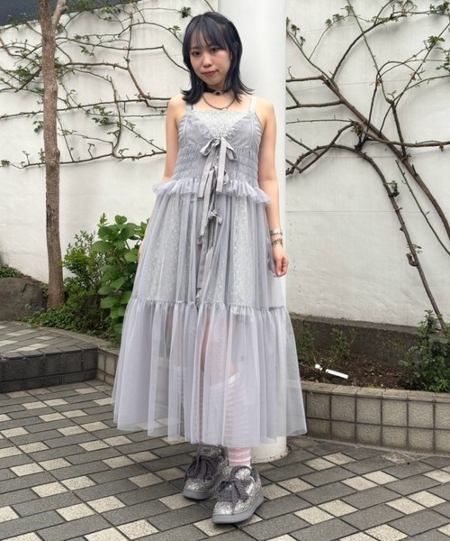 Candy Stripper（キャンディストリッパー）の「TULLE LINGERIE ドレス（ワンピース・レディース・ブラック/ブルー/グレー/アイボリー・FREE）」の6枚目の写真