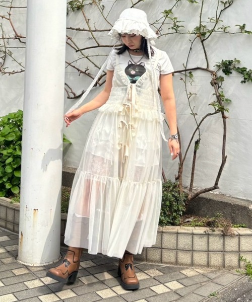 Candy Stripper（キャンディストリッパー）の「TULLE LINGERIE ドレス（ワンピース・レディース・ブラック/ブルー/グレー/アイボリー・FREE）」の10枚目の写真