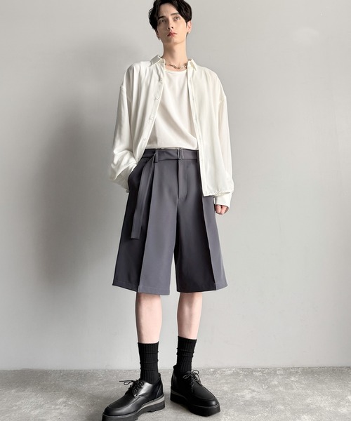 Classical Origin(クラシカルオリジン)の「【Classical Origin】「涼やか上品。」ベルト付きルーズシルエットショートスラックス/Belted Design Loose Silhouette Short Slacks(その他パンツ・メンズ・チャコールグレー/ブラック・LARGE/SMALL/MEDIUM)」の14枚目の写真