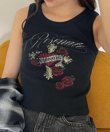 WEGO | WEGO/【25年春夏新作】ラインストーンハートグラフィックタンク(タンクトップ)