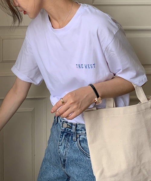 maison de LATIR（メゾンドラティール）の「半袖ロゴTシャツ（Tシャツ/カットソー・レディース・ホワイト/ネイビー・ONESIZE）」の14枚目の写真