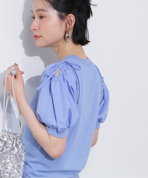 N.(N. Natural Beauty Basic)(エヌエヌナチュラルビューティーベーシック)の「オープンショルダードッキングニット(ニット/セーター・レディース・ブラック/ブルー/ホワイト・MEDIUM)」の3枚目の写真