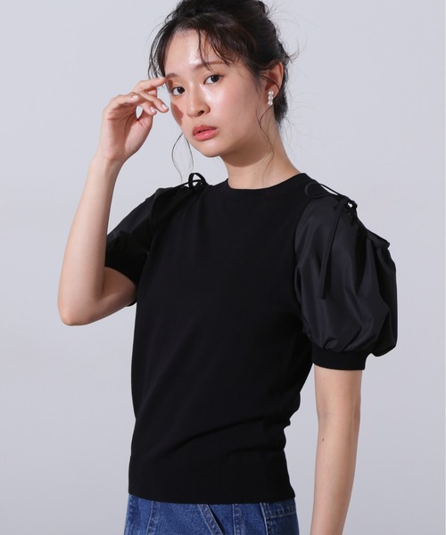 N.(N. Natural Beauty Basic)(エヌエヌナチュラルビューティーベーシック)の「オープンショルダードッキングニット(ニット/セーター・レディース・ブラック/ブルー/ホワイト・MEDIUM)」の17枚目の写真