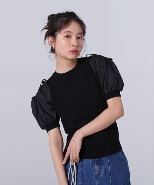 N.(N. Natural Beauty Basic)(エヌエヌナチュラルビューティーベーシック)の「オープンショルダードッキングニット(ニット/セーター・レディース・ブラック/ブルー/ホワイト・MEDIUM)」の19枚目の写真