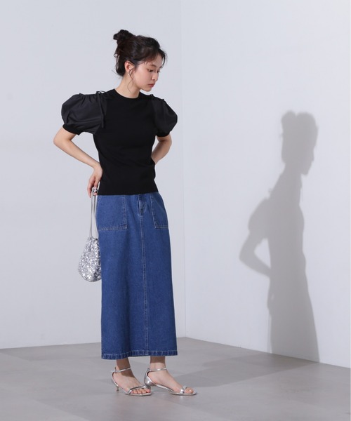 N.(N. Natural Beauty Basic)(エヌエヌナチュラルビューティーベーシック)の「オープンショルダードッキングニット(ニット/セーター・レディース・ブラック/ブルー/ホワイト・MEDIUM)」の20枚目の写真