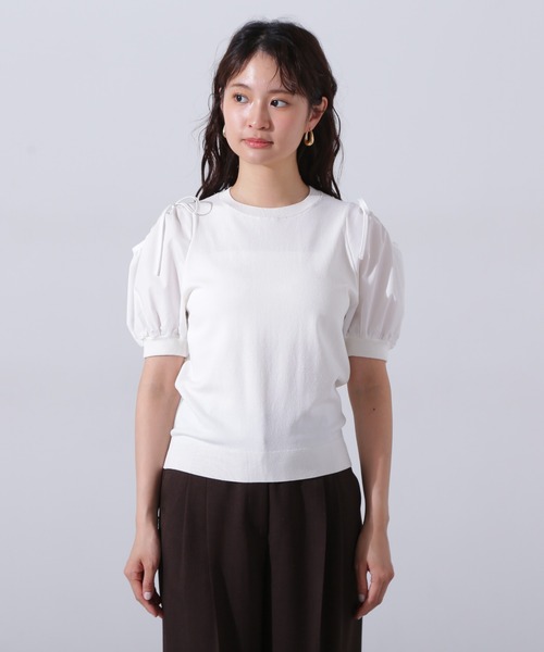 N.(N. Natural Beauty Basic)(エヌエヌナチュラルビューティーベーシック)の「オープンショルダードッキングニット(ニット/セーター・レディース・ブラック/ブルー/ホワイト・MEDIUM)」の9枚目の写真