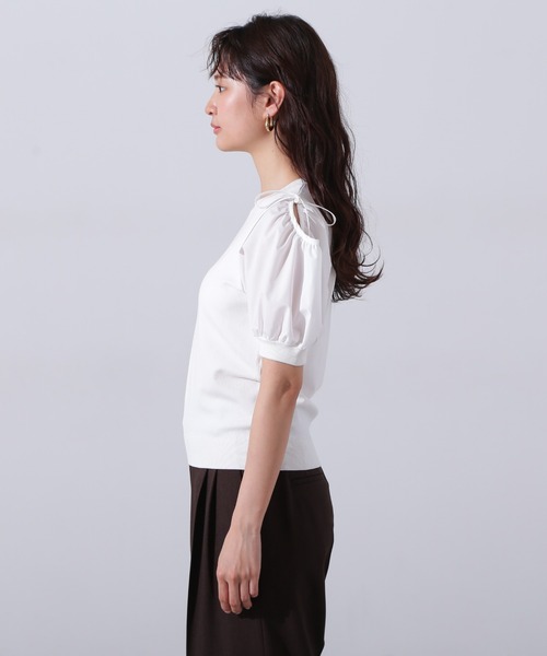 N.(N. Natural Beauty Basic)(エヌエヌナチュラルビューティーベーシック)の「オープンショルダードッキングニット(ニット/セーター・レディース・ブラック/ブルー/ホワイト・MEDIUM)」の10枚目の写真