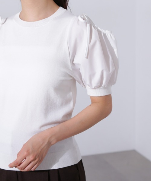 N.(N. Natural Beauty Basic)(エヌエヌナチュラルビューティーベーシック)の「オープンショルダードッキングニット(ニット/セーター・レディース・ブラック/ブルー/ホワイト・MEDIUM)」の13枚目の写真