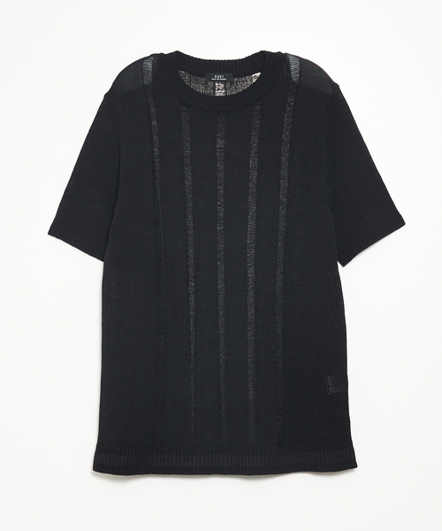 5351 POUR LES HOMMES（ゴーサンゴーイチプールオム）の「【25S/S】スレッド クルーネック 半袖ニット（ニット/セーター・メンズ・ホワイト/ブラック・46/48/50/44）」の4枚目の写真