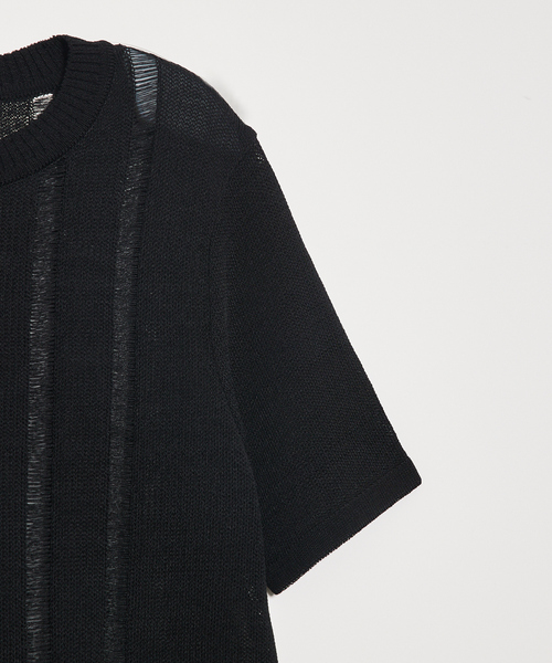 5351 POUR LES HOMMES（ゴーサンゴーイチプールオム）の「【25S/S】スレッド クルーネック 半袖ニット（ニット/セーター・メンズ・ホワイト/ブラック・46/48/50/44）」の6枚目の写真