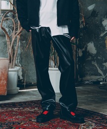vegan leather tapered slacks