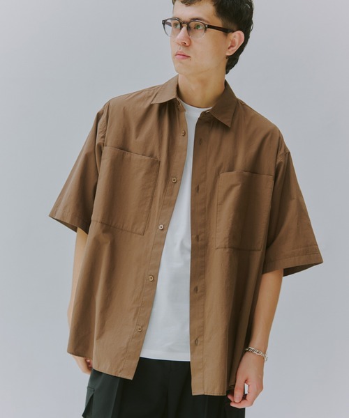 IENA - cityshop TYPEWRITER SHIRT オーバーサイズシャツ ハイカウントタイプライターショートシャツ（シャツ／ブラウス