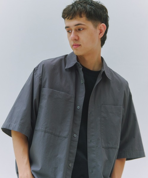 IENA - cityshop TYPEWRITER SHIRT オーバーサイズシャツ ハイカウントタイプライターショートシャツ（シャツ／ブラウス