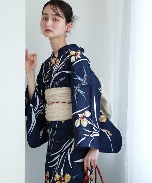 utatane（ウタタネ）の「選べる浴衣3点セット ニコアンティークオリジナル 国内染色（浴衣・レディース・レッド系1/グレー系2/レッド系2/ブルー系2/グリーン系1/パープル系2/ブラック系2/イエロー系2/ネイビー系2/ブルー系3/グリーン系2/パープル系1/ブラック系3/グレー系1/ネイビー系1/ブルー系5/イエロー系1/オレンジ系1/オレンジ系3/オレンジ系2/ブルー系6/パープル系3/ブラック系1/ブルー系1/ブルー系4・FREE）」の10枚目の写真