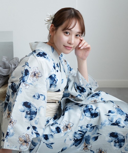 utatane（ウタタネ）の「選べる浴衣3点セット ニコアンティークオリジナル 国内染色（浴衣・レディース・レッド系1/グレー系2/レッド系2/ブルー系2/グリーン系1/パープル系2/ブラック系2/イエロー系2/ネイビー系2/ブルー系3/グリーン系2/パープル系1/ブラック系3/グレー系1/ネイビー系1/ブルー系5/イエロー系1/オレンジ系1/オレンジ系3/オレンジ系2/ブルー系6/パープル系3/ブラック系1/ブルー系1/ブルー系4・FREE）」の15枚目の写真