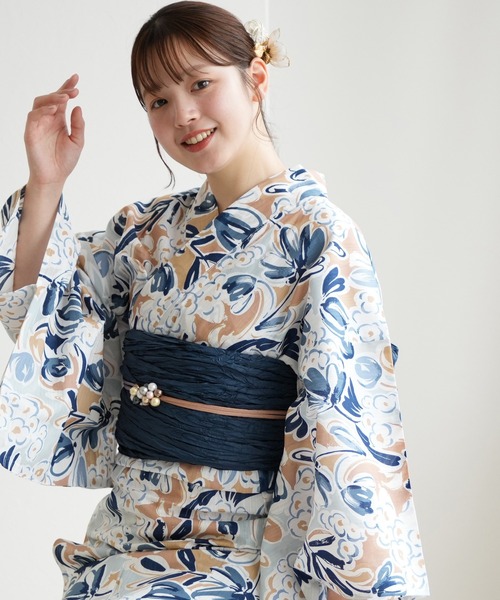 utatane（ウタタネ）の「選べる浴衣3点セット ニコアンティークオリジナル 国内染色（浴衣・レディース・レッド系1/グレー系2/レッド系2/ブルー系2/グリーン系1/パープル系2/ブラック系2/イエロー系2/ネイビー系2/ブルー系3/グリーン系2/パープル系1/ブラック系3/グレー系1/ネイビー系1/ブルー系5/イエロー系1/オレンジ系1/オレンジ系3/オレンジ系2/ブルー系6/パープル系3/ブラック系1/ブルー系1/ブルー系4・FREE）」の16枚目の写真