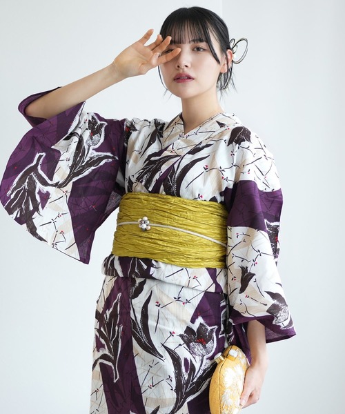 utatane（ウタタネ）の「選べる浴衣3点セット ニコアンティークオリジナル 国内染色（浴衣・レディース・レッド系1/グレー系2/レッド系2/ブルー系2/グリーン系1/パープル系2/ブラック系2/イエロー系2/ネイビー系2/ブルー系3/グリーン系2/パープル系1/ブラック系3/グレー系1/ネイビー系1/ブルー系5/イエロー系1/オレンジ系1/オレンジ系3/オレンジ系2/ブルー系6/パープル系3/ブラック系1/ブルー系1/ブルー系4・FREE）」の17枚目の写真