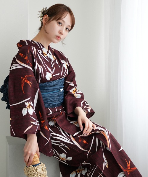 utatane（ウタタネ）の「選べる浴衣3点セット ニコアンティークオリジナル 国内染色（浴衣・レディース・レッド系1/グレー系2/レッド系2/ブルー系2/グリーン系1/パープル系2/ブラック系2/イエロー系2/ネイビー系2/ブルー系3/グリーン系2/パープル系1/ブラック系3/グレー系1/ネイビー系1/ブルー系5/イエロー系1/オレンジ系1/オレンジ系3/オレンジ系2/ブルー系6/パープル系3/ブラック系1/ブルー系1/ブルー系4・FREE）」の22枚目の写真