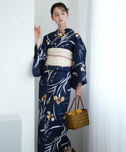 utatane 浴衣3点セット ニコアンティークオリジナル 国内染色　セール　青 セール】選べる浴衣3点セット ニコアンティークオリジナル