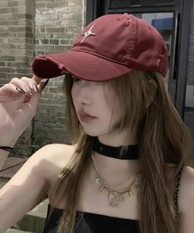 シルバートゥインクルモチーフ ダメージ加工 ベースボールキャップ