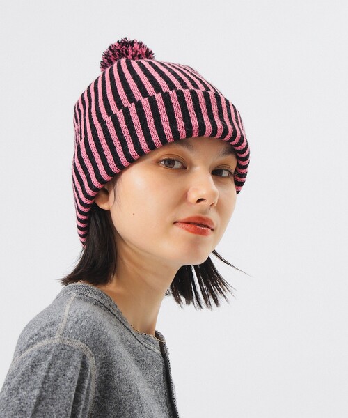 INFIELDER DESIGN(インフィールダーデザイン)の「【1/15値下げ】【別注】INFIELDER DESIGN / STRIPE PON CAP(ニットキャップ/ビーニー・レディース・イエロー/ピンク・ONE SIZE)」の3枚目の写真