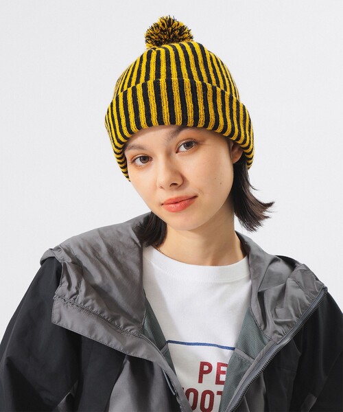 INFIELDER DESIGN(インフィールダーデザイン)の「【1/15値下げ】【別注】INFIELDER DESIGN / STRIPE PON CAP(ニットキャップ/ビーニー・レディース・イエロー/ピンク・ONE SIZE)」の4枚目の写真