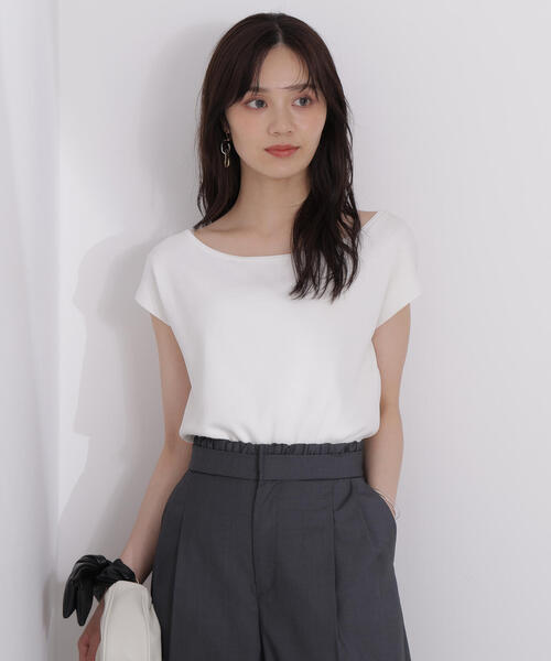 PROPORTION BODY DRESSING(プロポーションボディドレッシング)の「デコルテ総針ニット / 1215170513(ニット/セーター・レディース・ホワイト系その他/レッド/ネイビー・FREE)」の7枚目の写真