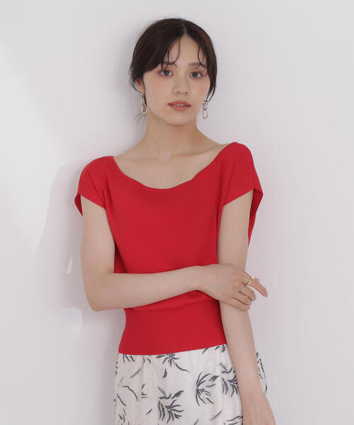 PROPORTION BODY DRESSING(プロポーションボディドレッシング)の「デコルテ総針ニット / 1215170513(ニット/セーター・レディース・ホワイト系その他/レッド/ネイビー・FREE)」の18枚目の写真