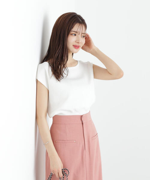 PROPORTION BODY DRESSING(プロポーションボディドレッシング)の「デコルテ総針ニット / 1215170513(ニット/セーター・レディース・ホワイト系その他/レッド/ネイビー・FREE)」の1枚目の写真