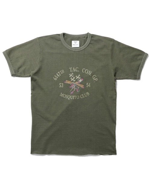 HOUSTON(ヒューストン)の「HOUSTON メッシュプリントTシャツ(MOSQUITE CLUB)(Tシャツ/カットソー・メンズ・オフホワイト/オリーブドラブ/ブラック・LARGE/MEDIUM/XX-LARGE/X-LARGE)」の3枚目の写真