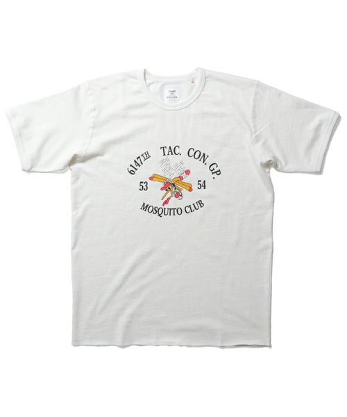 HOUSTON(ヒューストン)の「HOUSTON メッシュプリントTシャツ(MOSQUITE CLUB)(Tシャツ/カットソー・メンズ・オフホワイト/オリーブドラブ/ブラック・LARGE/MEDIUM/XX-LARGE/X-LARGE)」の2枚目の写真