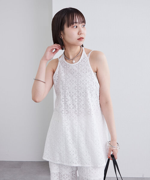 mystic(ミスティック)の「ホルターレースキャミチュニック(シャツ/ブラウス・レディース・オフホワイト/ブラック・FREE)」の22枚目の写真