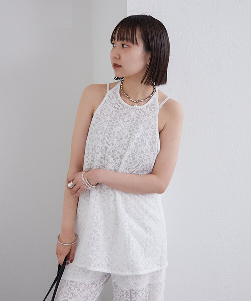 mystic(ミスティック)の「ホルターレースキャミチュニック(シャツ/ブラウス・レディース・オフホワイト/ブラック・FREE)」の21枚目の写真