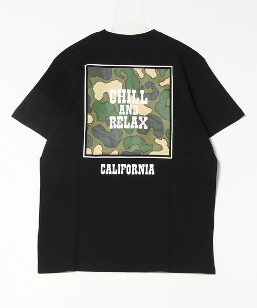 chillax（チラックス）の「【CHILLAX】カモフラ柄バックプリントショートスリーブTシャツ 半袖T（Tシャツ/カットソー・メンズ・ブラック/ホワイト・2/3）」の3枚目の写真