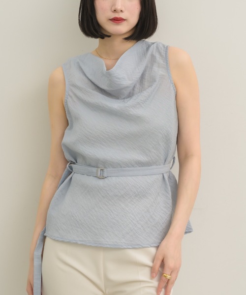 NEUNA（ヌナ）の「ワッシャードレープブラウス（シャツ/ブラウス・レディース・オフホワイト/チャコールグレー/ブルー/イエロー・FREE）」の3枚目の写真