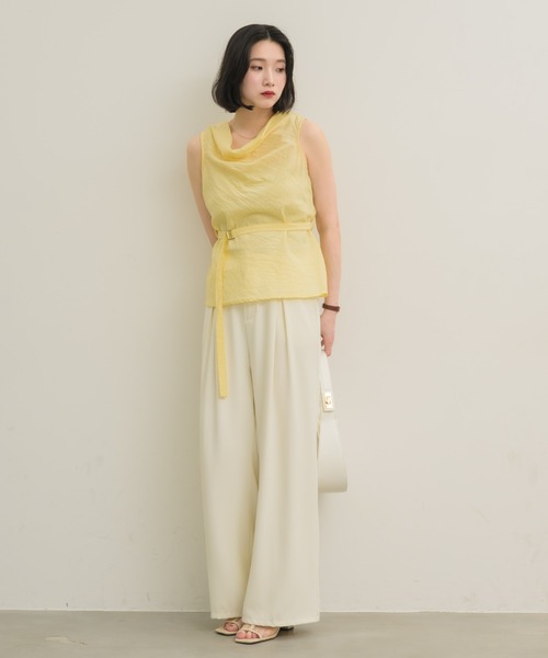 NEUNA（ヌナ）の「ワッシャードレープブラウス（シャツ/ブラウス・レディース・オフホワイト/チャコールグレー/ブルー/イエロー・FREE）」の20枚目の写真