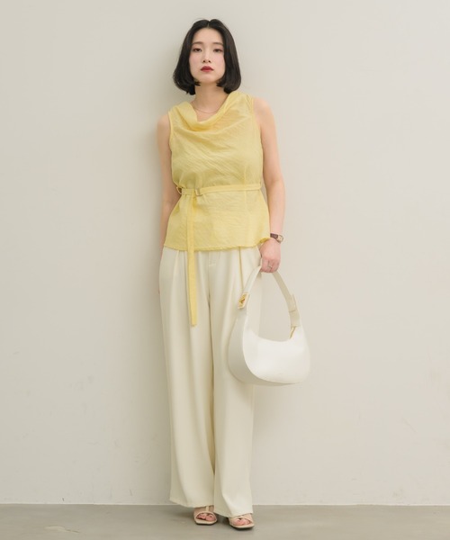 NEUNA（ヌナ）の「ワッシャードレープブラウス（シャツ/ブラウス・レディース・オフホワイト/チャコールグレー/ブルー/イエロー・FREE）」の18枚目の写真