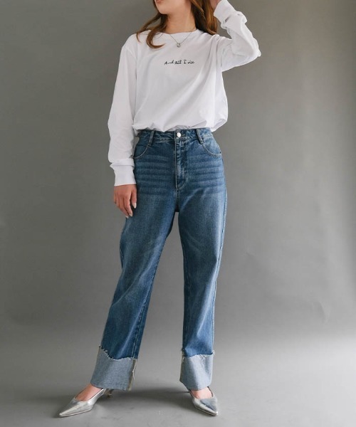 aquagarage(アクアガレージ)の「ロゴロンTシャツ(Tシャツ/カットソー・レディース・ブラック/ホワイト・FREE)」の3枚目の写真