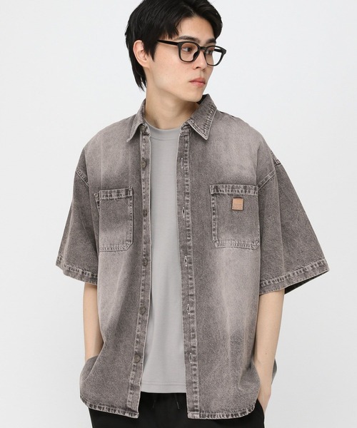 3.3 Field Trip （3.3フィールドトリップ）の「3.3 Field Trip／デニムワーク半袖シャツ（シャツ/ブラウス・メンズ・ブラック/ブルー・MEDIUM/LARGE）」の2枚目の写真