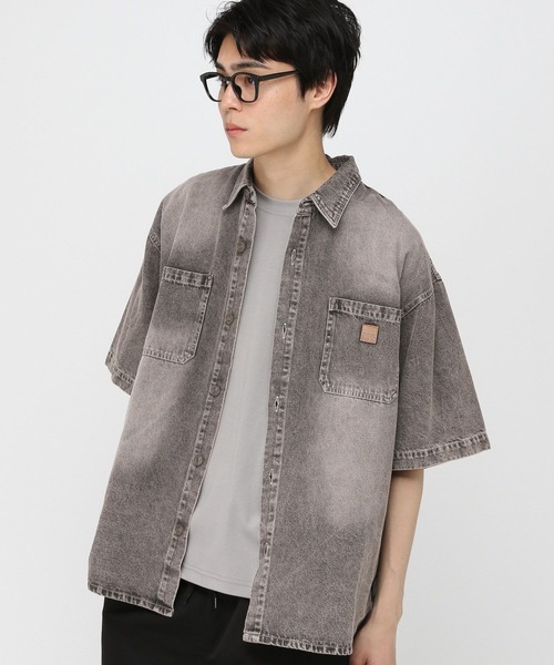 3.3 Field Trip （3.3フィールドトリップ）の「3.3 Field Trip／デニムワーク半袖シャツ（シャツ/ブラウス・メンズ・ブラック/ブルー・MEDIUM/LARGE）」の7枚目の写真