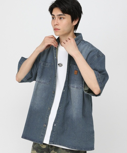 3.3 Field Trip （3.3フィールドトリップ）の「3.3 Field Trip／デニムワーク半袖シャツ（シャツ/ブラウス・メンズ・ブラック/ブルー・MEDIUM/LARGE）」の12枚目の写真